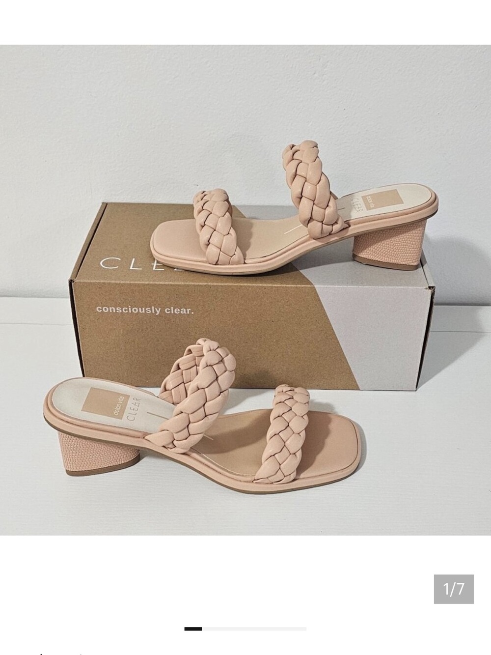 Dolce Vita Ronan sandals cream Stella ; Braided Double-Strap Mules in Blush Pink